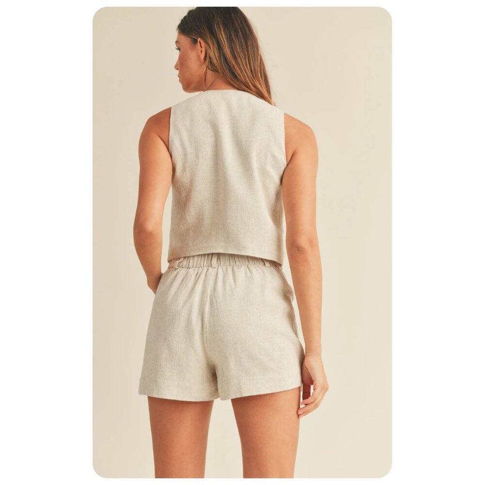 NEW Mable Linen Blend SHORTS sz L - Picture 2 of 6
